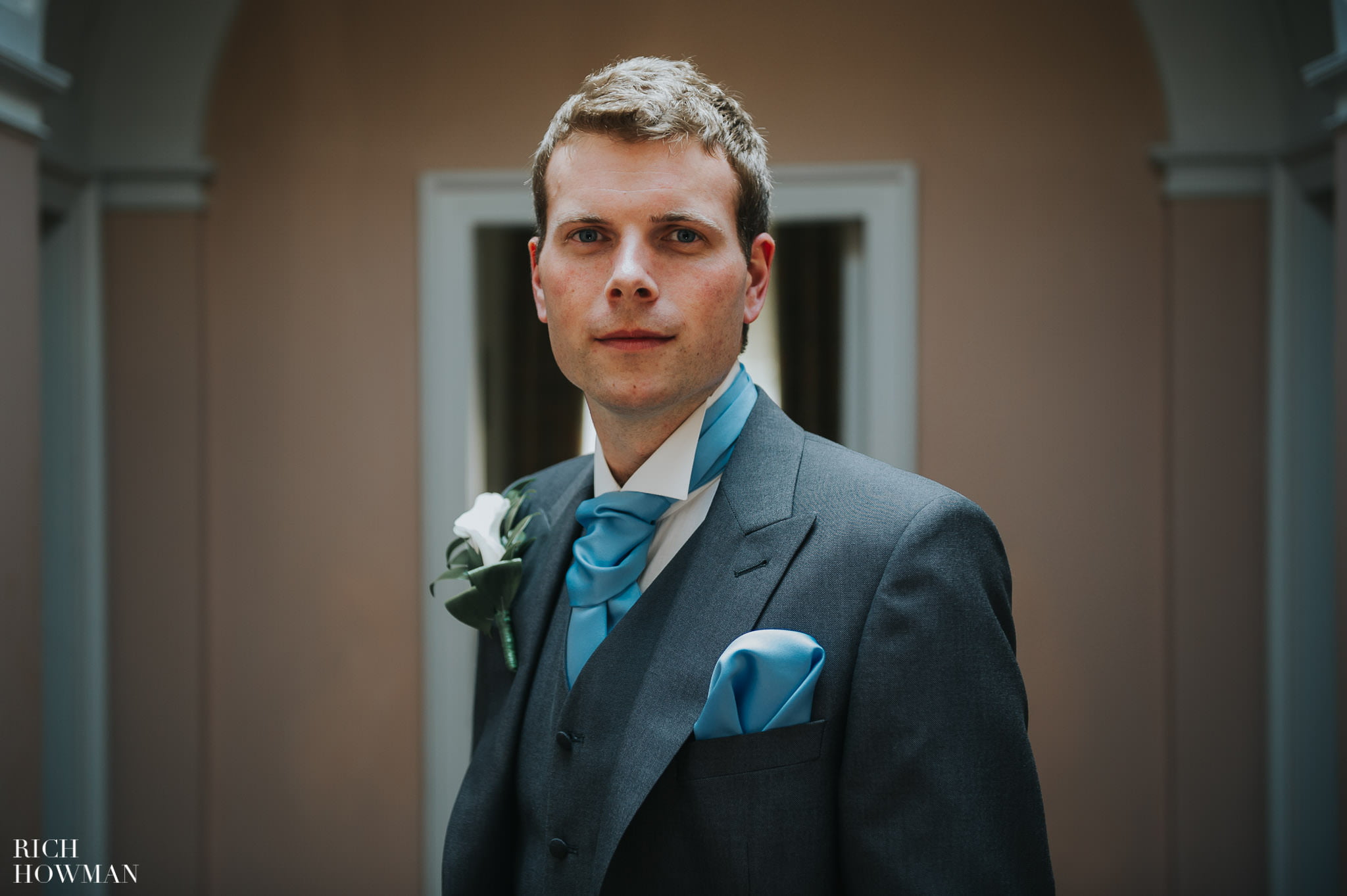 The Groom photographed during his wedding at Llanerchaeron in West Wales