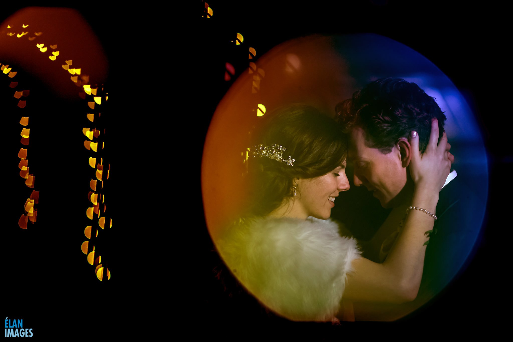 Night time wedding photos at Coombe Lodge