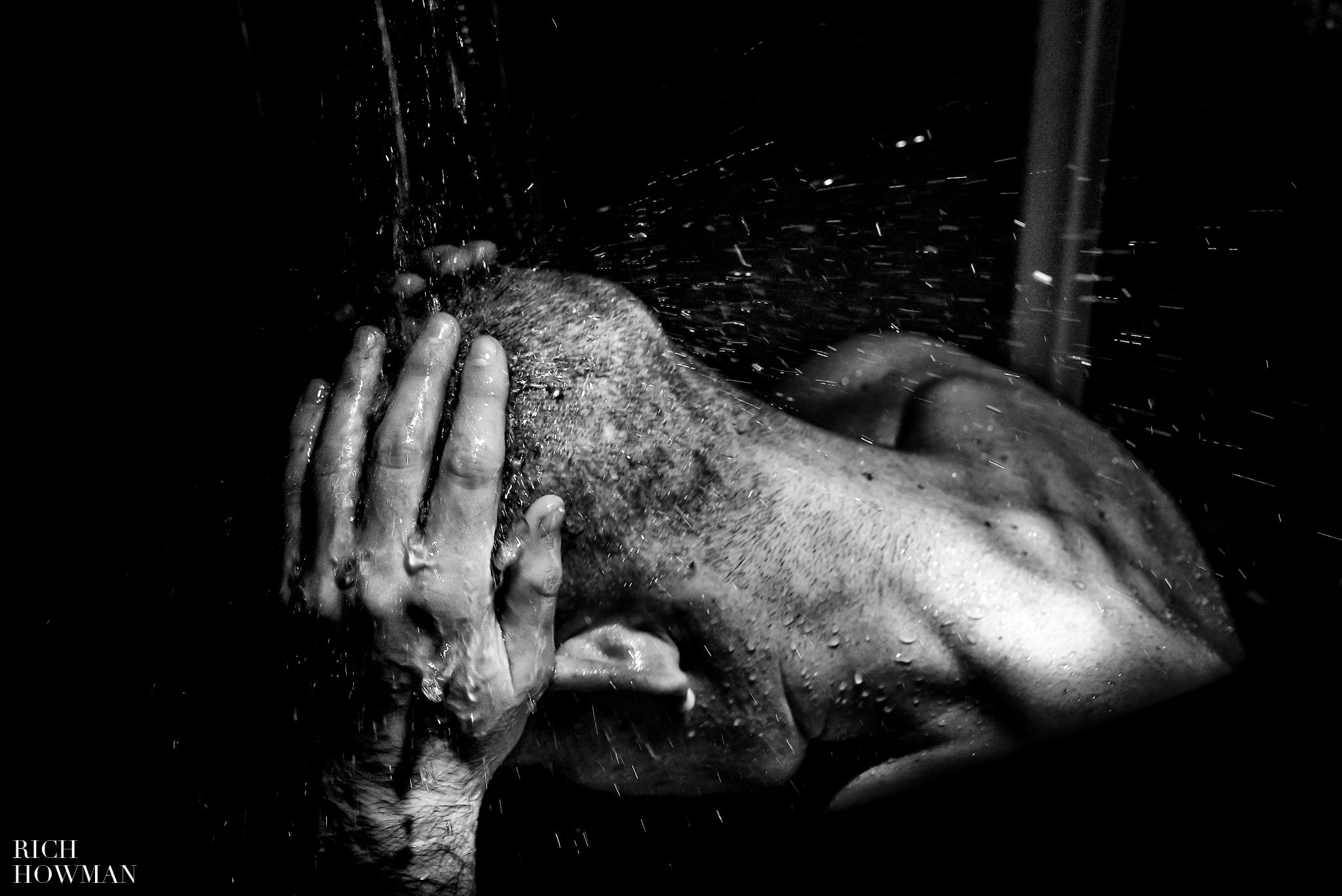 WPJA Award Winning Photograph Groom in the shower Getting Ready