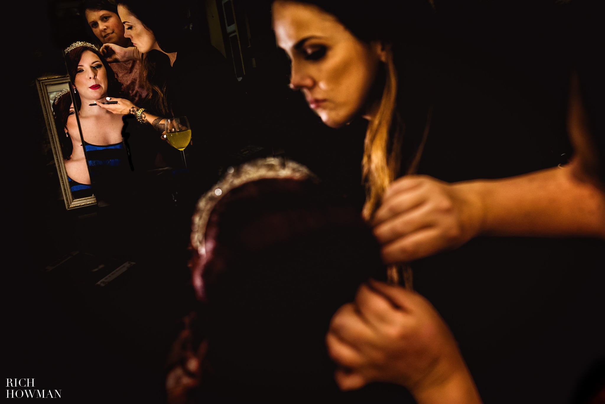 Bride getting ready at home before her wedding day