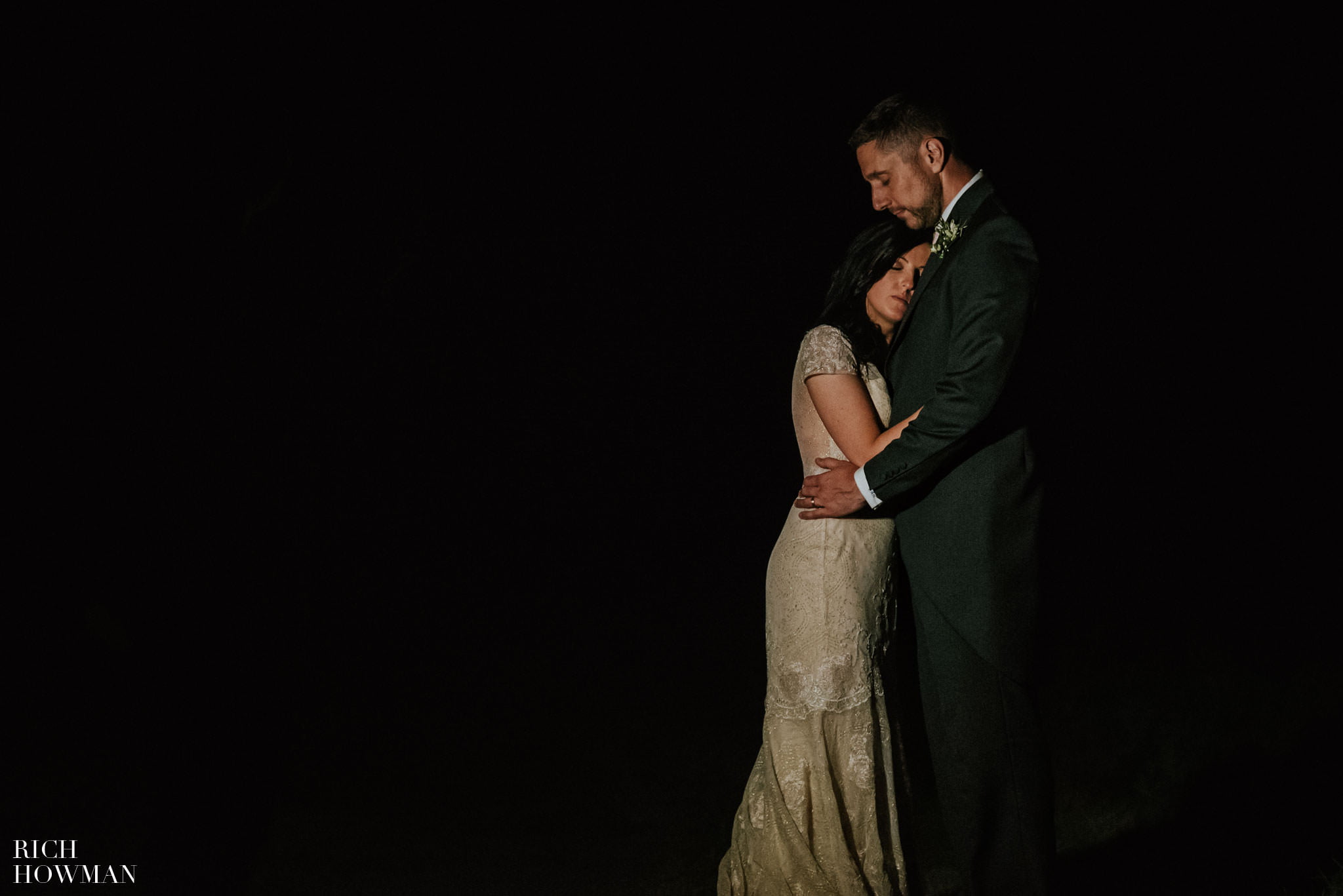 Low light creative wedding portrait photograph during an Iscoyd Park Wedding